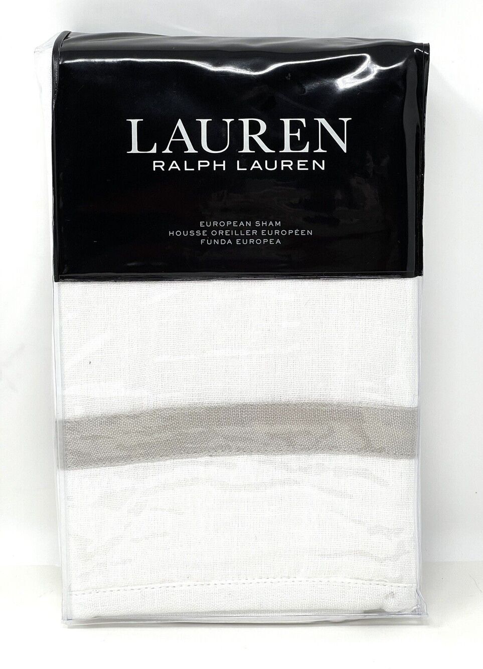 Ralph Lauren Carolyne Frame EURO European Sham Off White Gray Linen / Cotton (1)